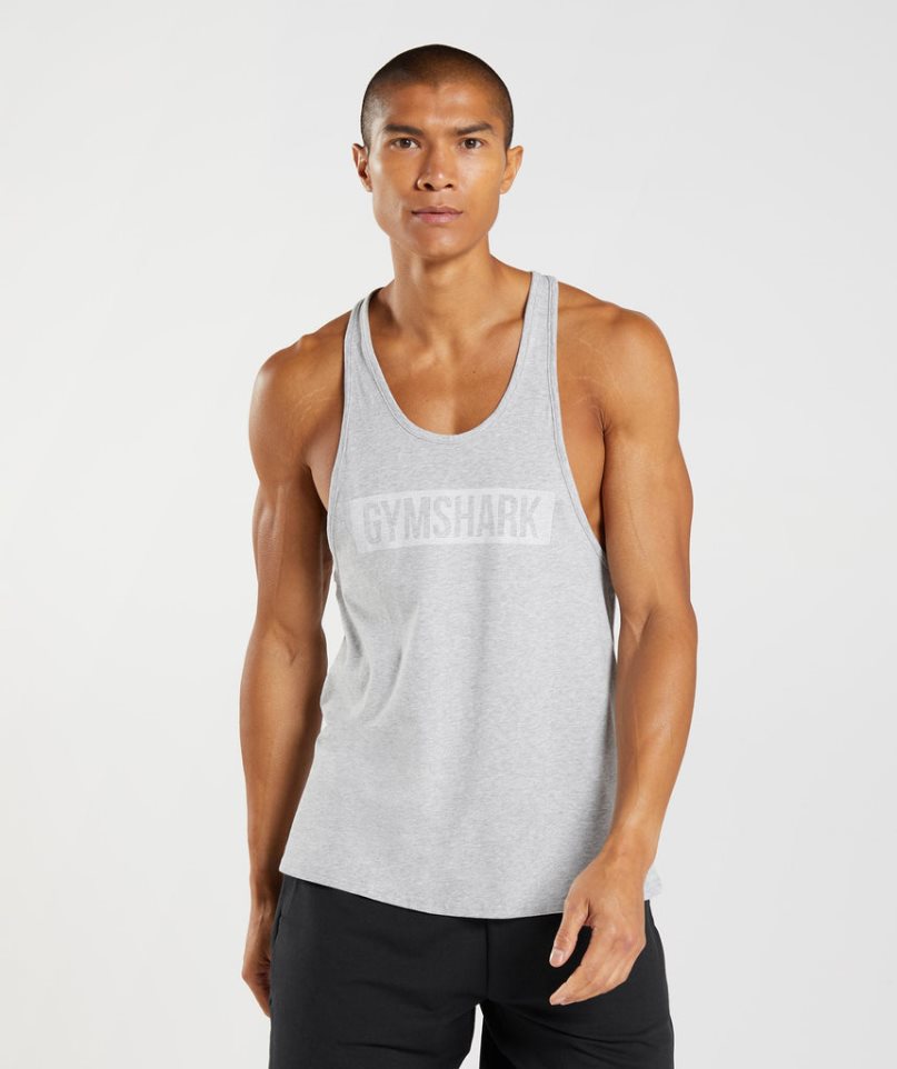 Men\'s Gymshark Block Stringer Tanks Light Grey | NZ 0CBOIL